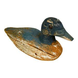 Vintage Wooden Duck Figurine 7.5" Hand-Carved Rustic Folk Art Home Decor